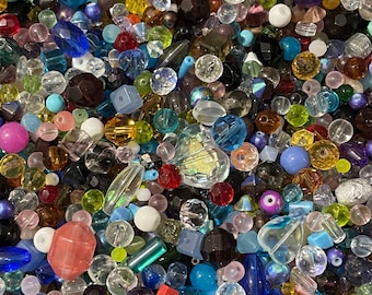 Glass Bead Soup—>7oz or 15oz All New 6-20mm Glass Beads Mixed Shapes & Sizes Huge Variety