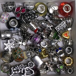 30pc Lot Euro Big Hole Beads High Quality Glass Metal Mixed + Extra cores