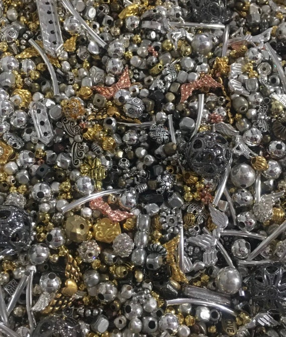 2oz All New Metal Spacer Bead Soup Mixed lot {->100s} Beads Loose Mixed Shapes, Sizes & Metal