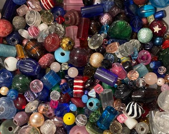 Glass Bead Soup—>7oz or 15oz All New 6-20mm Glass Beads Mixed Shapes & Sizes Huge Variety
