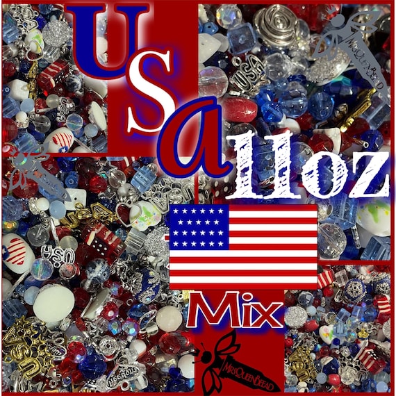 USA Bead Mix 11oz Charms Beads Glass Clay Acrylic HIgh Quality Bead Soup