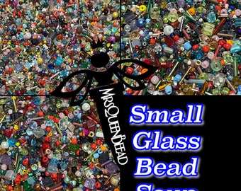 7oz or 15oz All Small Glass Bead Soup 1mm-6mm Huge Variety of Tiny Beautiful Beads