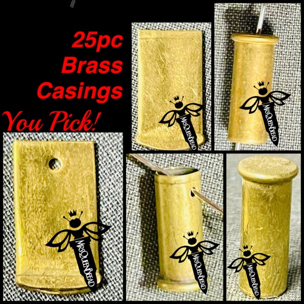 You Choose! 25pc lot Flattened Or Reg Brass 22 Ammo Casing DIY Pendants/Charms Blanks