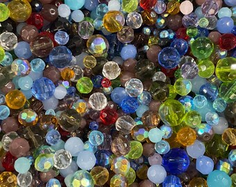 Faceted Round Mix—>3oz Or 7oz Glass Bead Soup 2-14mm Gorgeous Mix