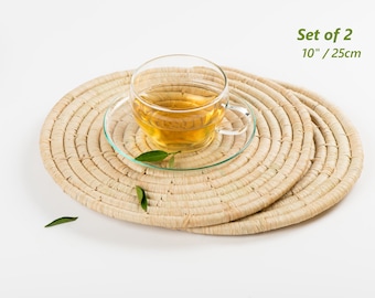 2 pcs 10" Natural Woven Raffia Placemats