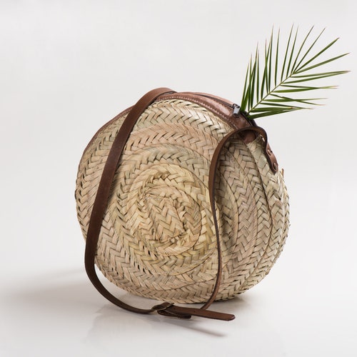 Crossbody Round Straw Bag Handmade Wicker Bag French Basket | Etsy