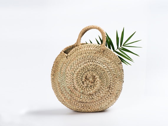 small round straw bag