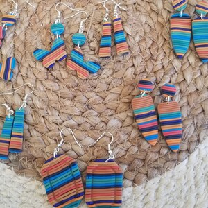 Serape Inspired Polymer Clay Earrings- Mexican Earrings- Native Culture Inspired Earrings- Handmade Mexican Culture Inspired Earrings