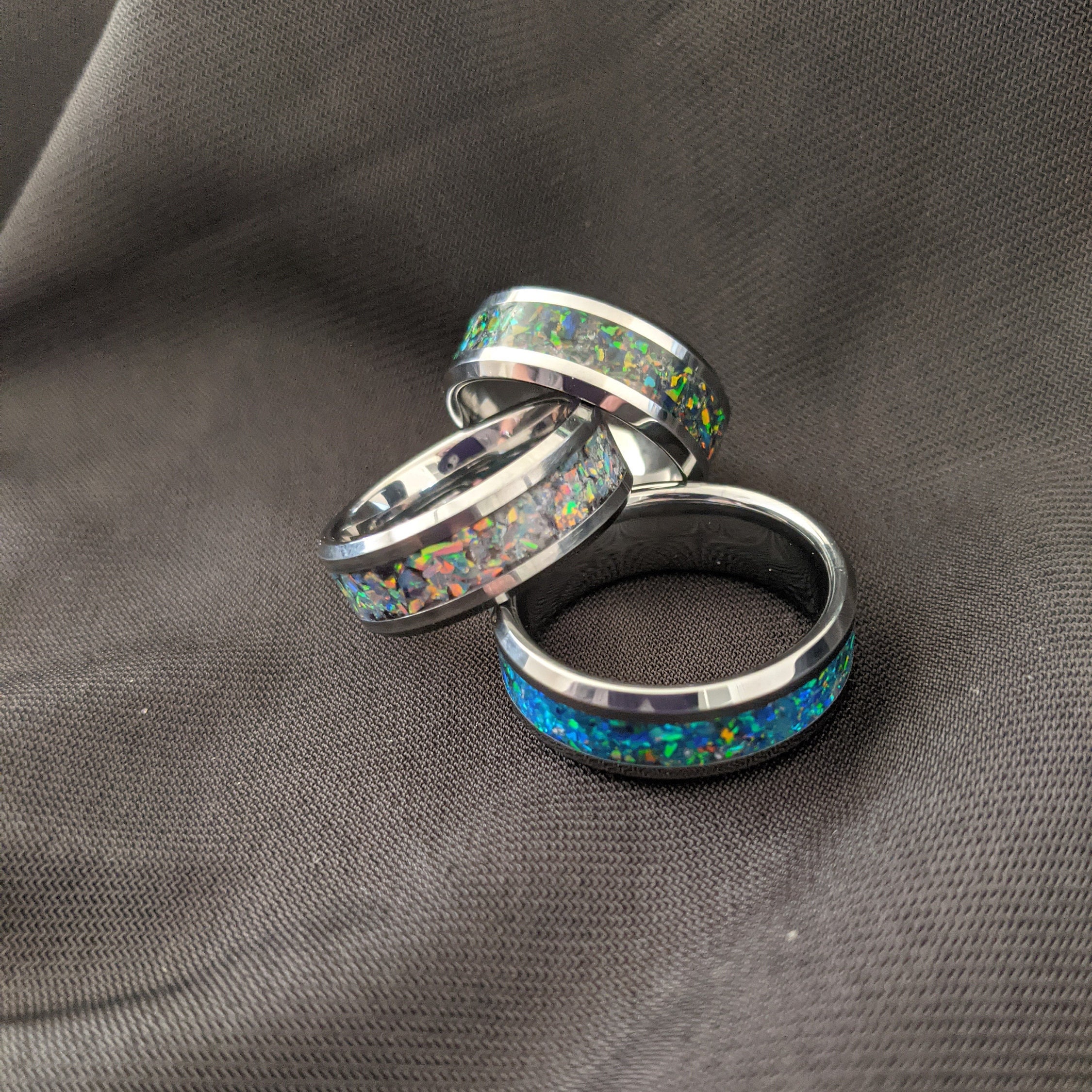 Tungsten Premade Opal Inlay Ring Men's Style Wedding Band Etsy