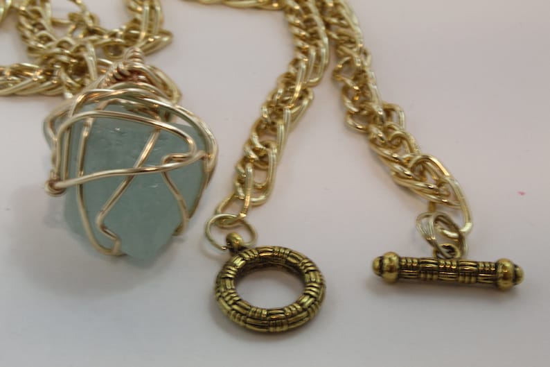 Sea Glass Linked Chain 26 Necklace Wire-Wrapped Beach Glass Jewelry Wedding Jewelry
