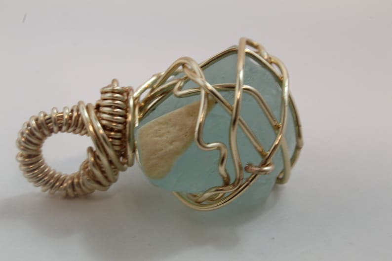Sea Glass Linked Chain 26 Necklace Wire-Wrapped Beach Glass Jewelry Wedding Jewelry