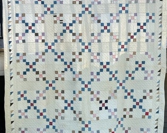 Vintage Double Nine Patch quilt, early 1900's