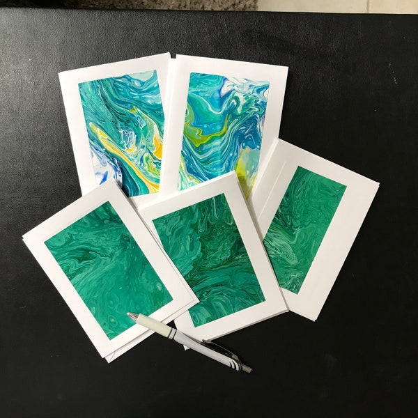 Acrylic pouring blank note cards