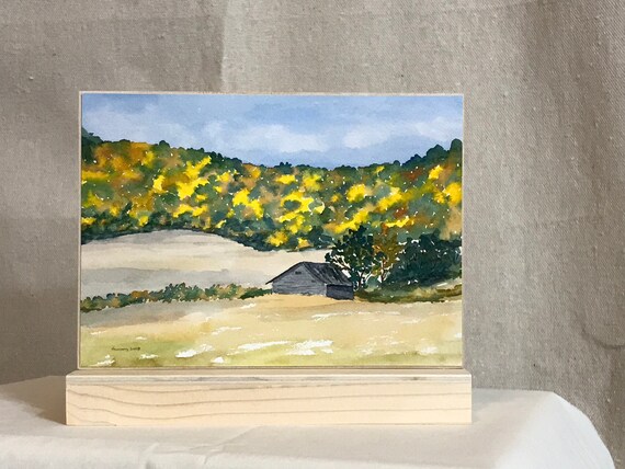 Old Barn Watercolor Art Print On Wood Panel Etsy