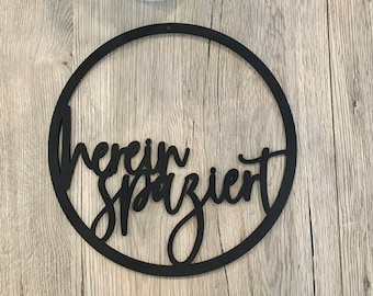 hereinspaziert - Türkranz/Türschild aus Holz // Schwarz - verschiedene Größen verfügbar