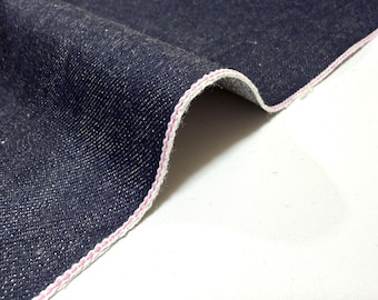 13oz Japanese Indigo Kibata Denim With Pink selvage Fabric Yard