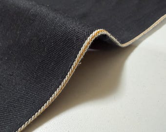 10.5 oz Double-sided Black Japanese Orange Selvage Fabric By The Yard