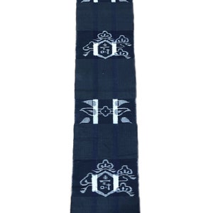 Vintage indigo geometric “E-kasuri” fabric means “Congratulations”, Japan antique cotton fabric, Aizome cotton
