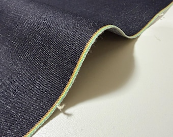 14 oz Indigo Dreifarbiger Webkantenstoff in Japanischblau, Meterware