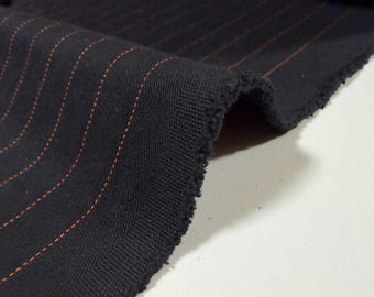 Meterware, 11,7 oz (ca. 332 g) japanisch-vintage-inspirierter, gestreifter Chino-Stoff in Schwarz.