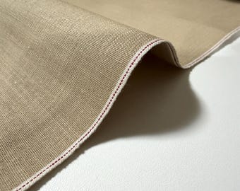 Japanischer beiger Latzstoff aus Baumwolle mit Webkante, Meterware, Baumwolltextil