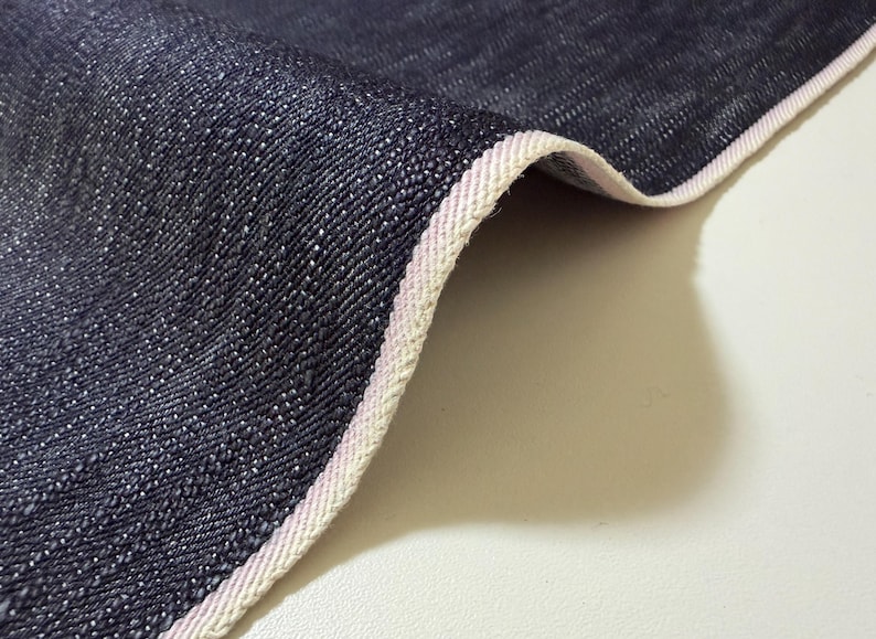 Sällsynt! 473 g ojämnt färgad slubdenim med vit kant, japanskt denimtyg bild 1