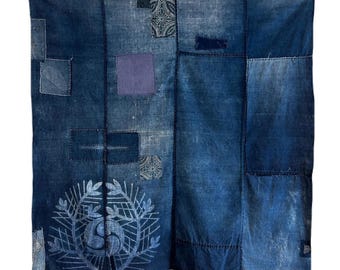 Tsutsugaki-Boro-Stoff, japanischer Furoshiki-Baumwollstoff, Indigo-Sashiko