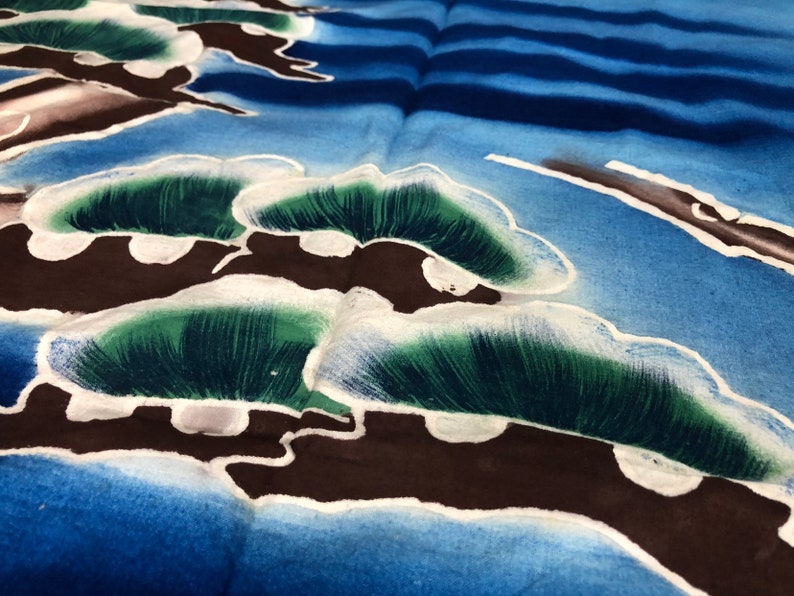 Tsutsugaki color flag castle and pine trees Japanese vintage