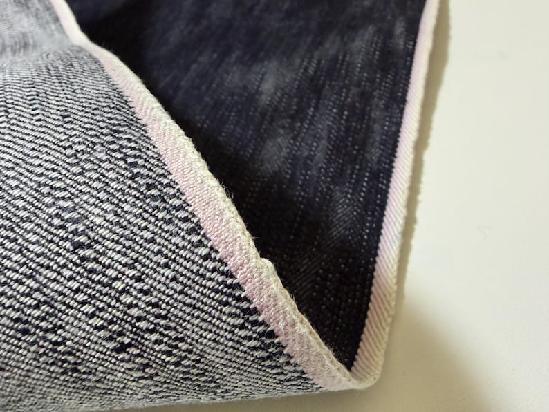 Sällsynt! 473 g ojämnt färgad slubdenim med vit kant, japanskt denimtyg bild 4