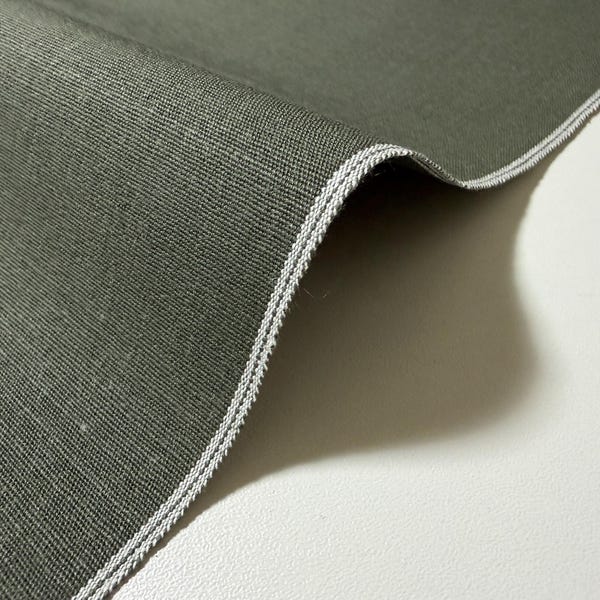 Japanse katoenen zelfkant olijfgroene tuinbroekstof per meter, katoenen textiel