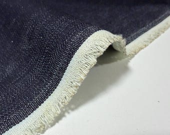 10.3 oz double-width Japanese indigo denim fabric by the yard, Indigo cotton fabric