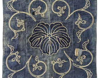 Indigofarbener Tsutsugaki-Boro-Stoff, japanisches Vintage-Textil