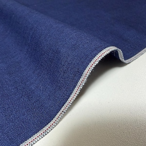 4.5 oz Japanese deep indigo selvage chambray fabric by the yard, Indigo cotton fabric