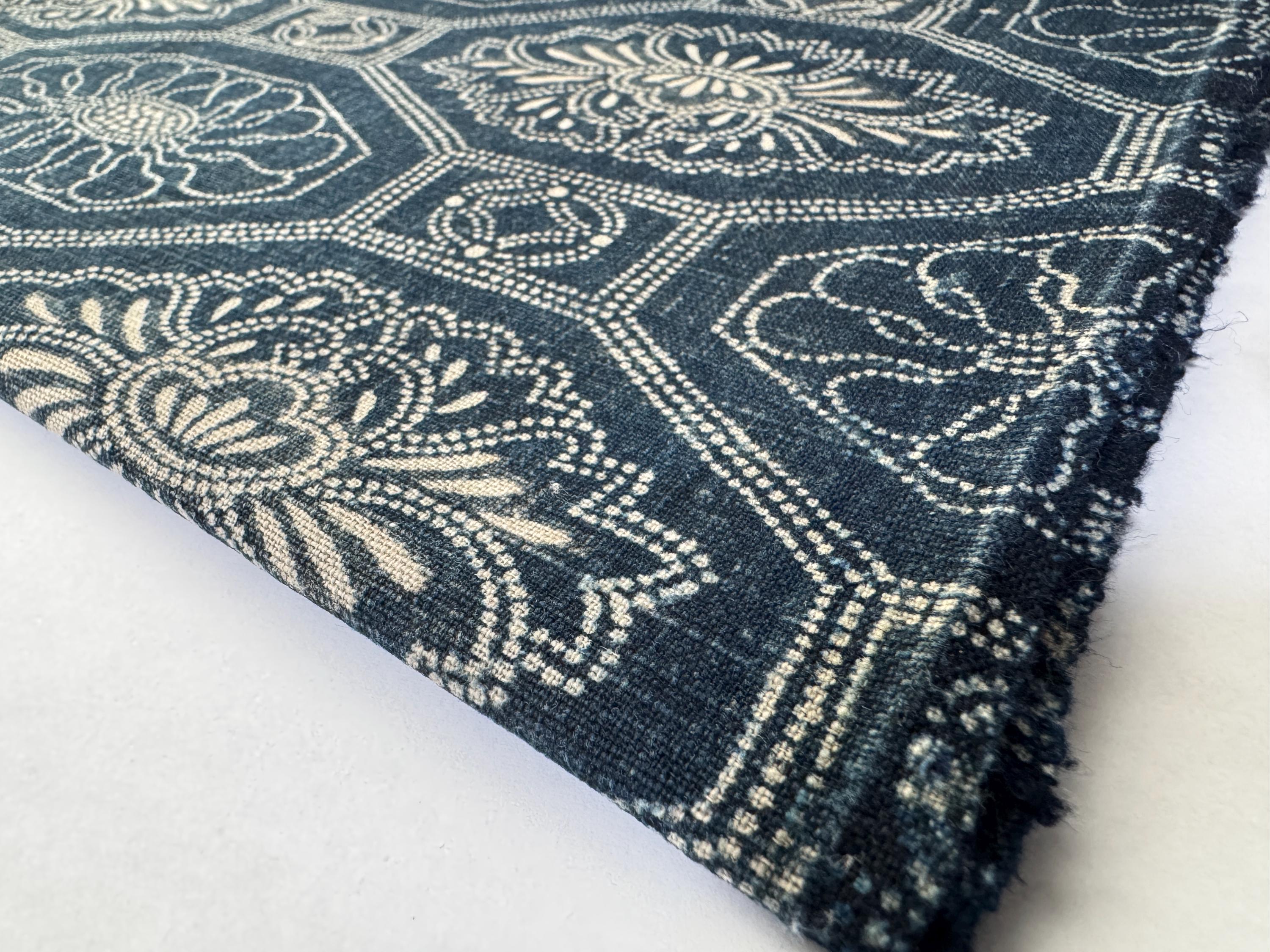 Japan vintage Katazome(stencil dyeing) cloth, Geometric pattern