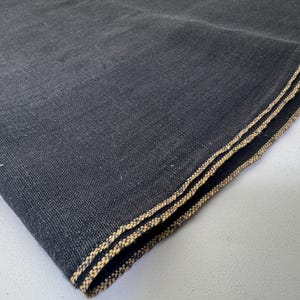 Japanese indigo black fabric with white selvage, Japanese vintage cotton textile, Kimono fabric