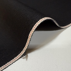 13 oz double-sided black denim fabric with selvage by the yard, Japanese cotton denim fabric