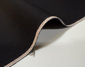 13 oz doppelseitiger schwarzer Denimstoff mit Webkante, Meterware, japanischer Baumwolldenim
