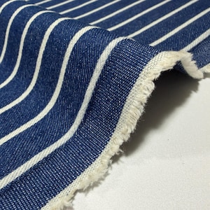 Selten! Meterware aus ungebrauchtem Baumwollstoff mit Streifenmuster im Ausbrenner-Design, japanischer Indigo-Stoff