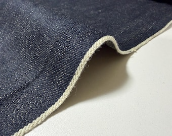12.7 oz Japanese "Kibata" Indigo x Light Beige Selvage Fabric By The Yard