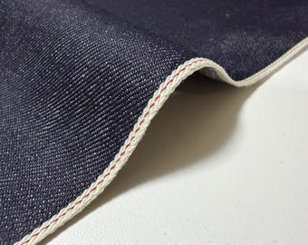 13 oz indigo denim fabric with red selvage by the yard, Japanese denim