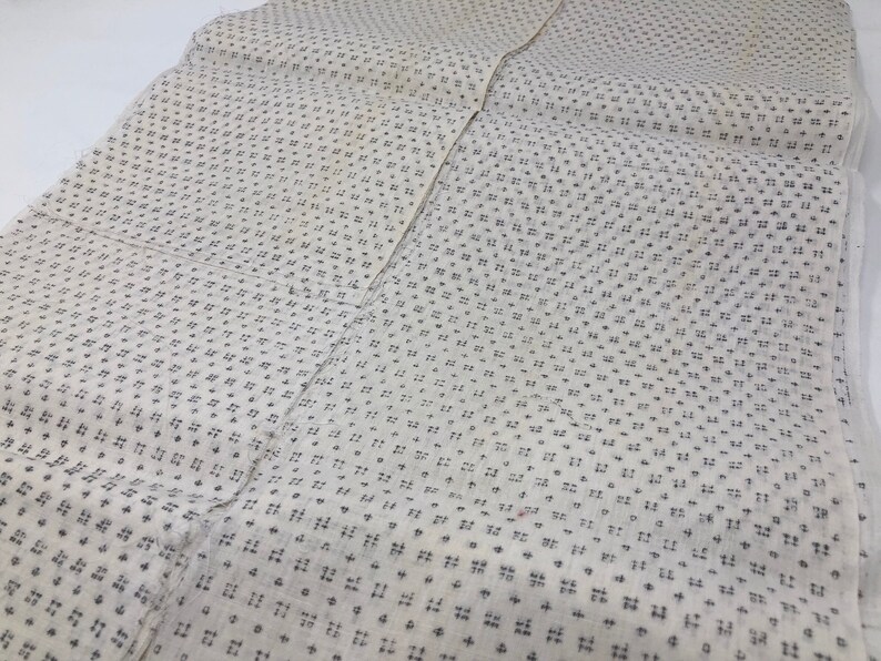 White linen kasuri kimono unsew and washed Japanese vintage