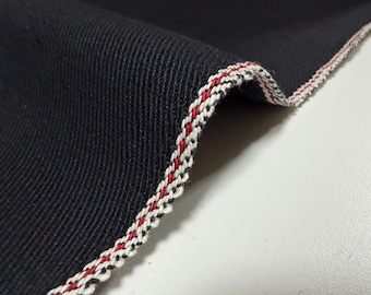 20,5 oz schwerer, doppelseitiger, schwarzer Selvage-Denim aus japanischer Baumwolle (20,5 oz „Bold Twill“), Meterware