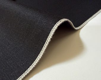 13,7 oz schwerer, schwarzer und grauer Denimstoff mit Webkante, Meterware, japanischer Baumwolldenim