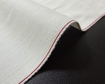 Seltener 9,5 oz (ca. 270 g) schwerer Baumwollstoff mit Webkante, Leinwandbindung, Meterware