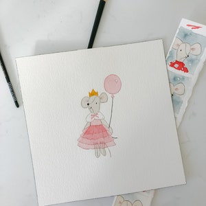 Maileg Geburtstag Prinzessin Maus Aquarell Portrait