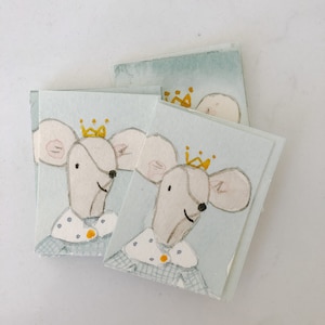 Maileg little brother prince mouse watercolor portrait
