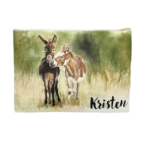 Personalized Donkey Bag, Donkey Purse, Donkey Art, Love Donkeys, Toiletry Bag, Makeup Bag, Pencil Bag, Donkey Gifts, Gift for Her, Donkeys