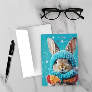 Personalized Rabbit Christmas Cards: Woodland Holiday Greetings