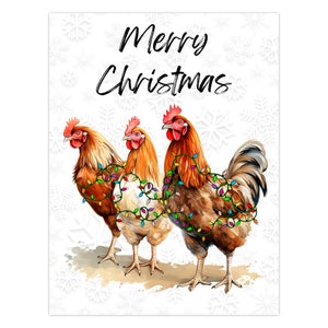 Carte de Noël poulet, jeu de cartes pour les fêtes, poulets, cartes de voeux, paquets de cartes de Noël, cartes de saison, poulet de Noël, personnalisé