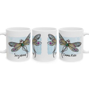 Personalized Dragonfly Mug, Dragonfly Gifts, Dragonfly Art, Dragonfly Gifts for Women, Dragonfly Coffee Mug, Dragonfly Cup, Dragonflies Gift
